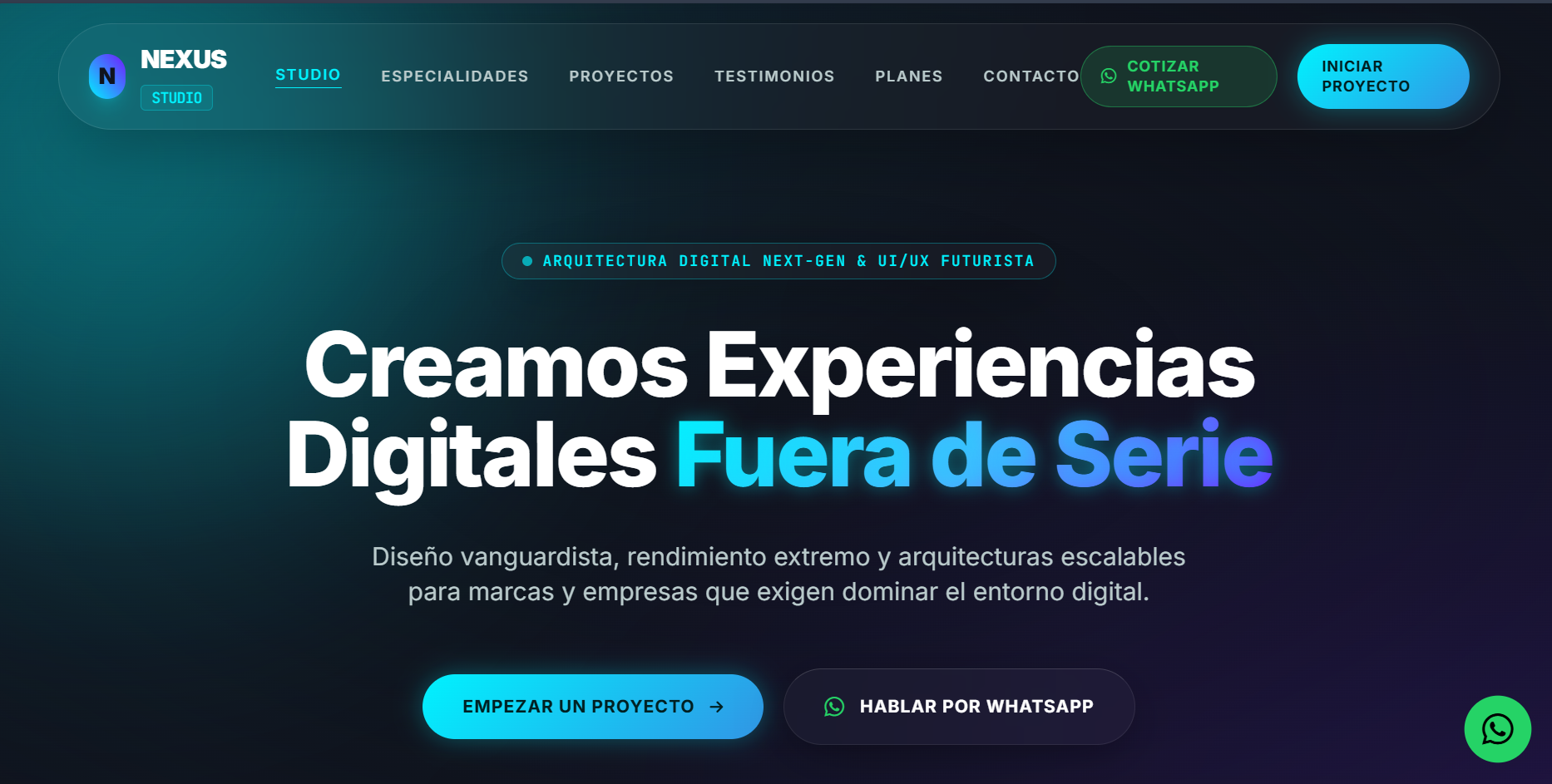 Captura estática Nexus Web Studio